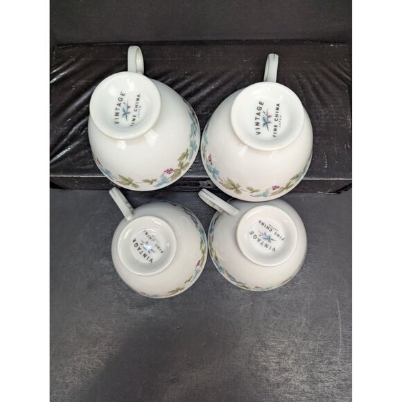 Vintage Fine China Japan MS6701 Grapes and Vines Pattern Footed Teacup Set of 4 - Picture 9 of 10